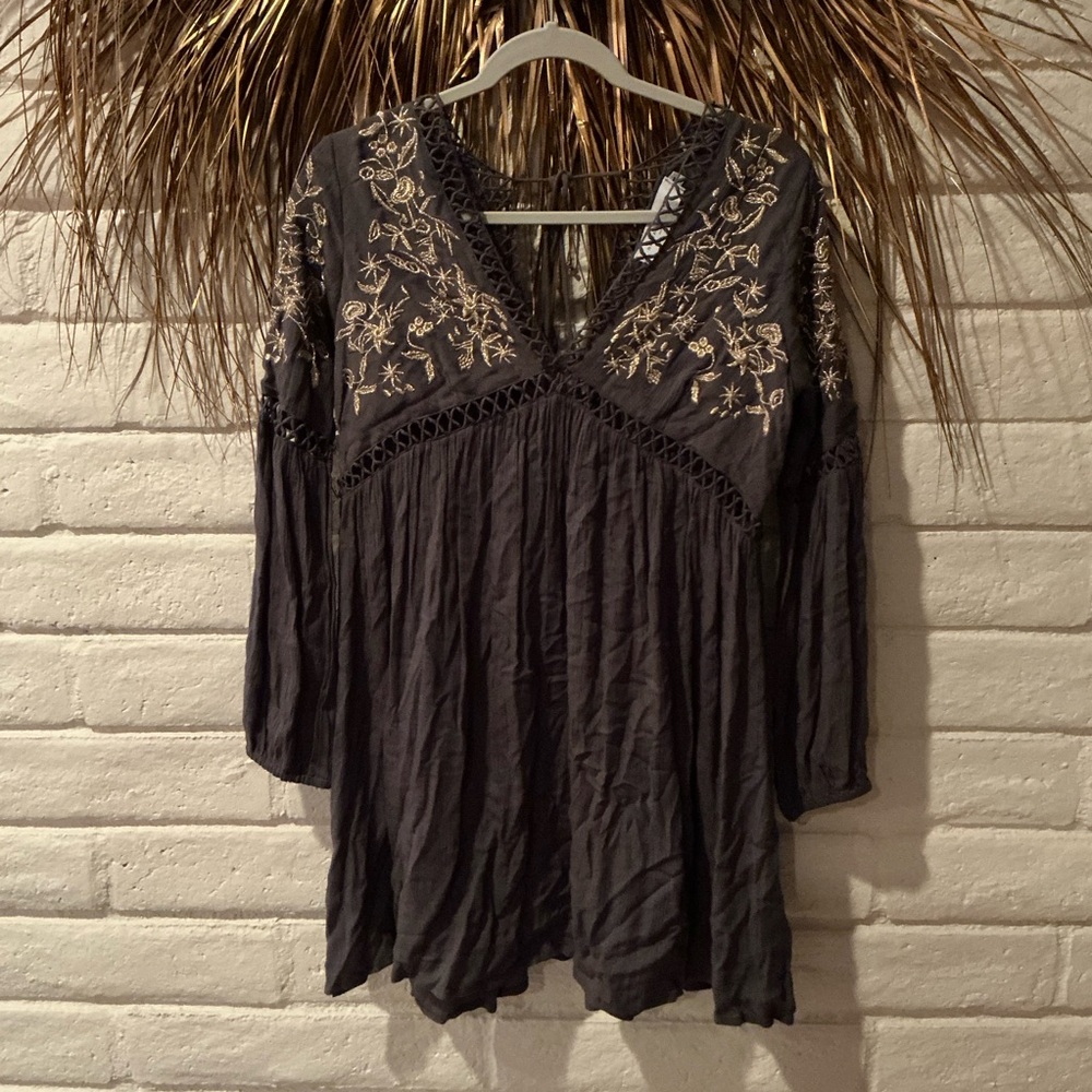 Nectar Embroidered Mini Dress